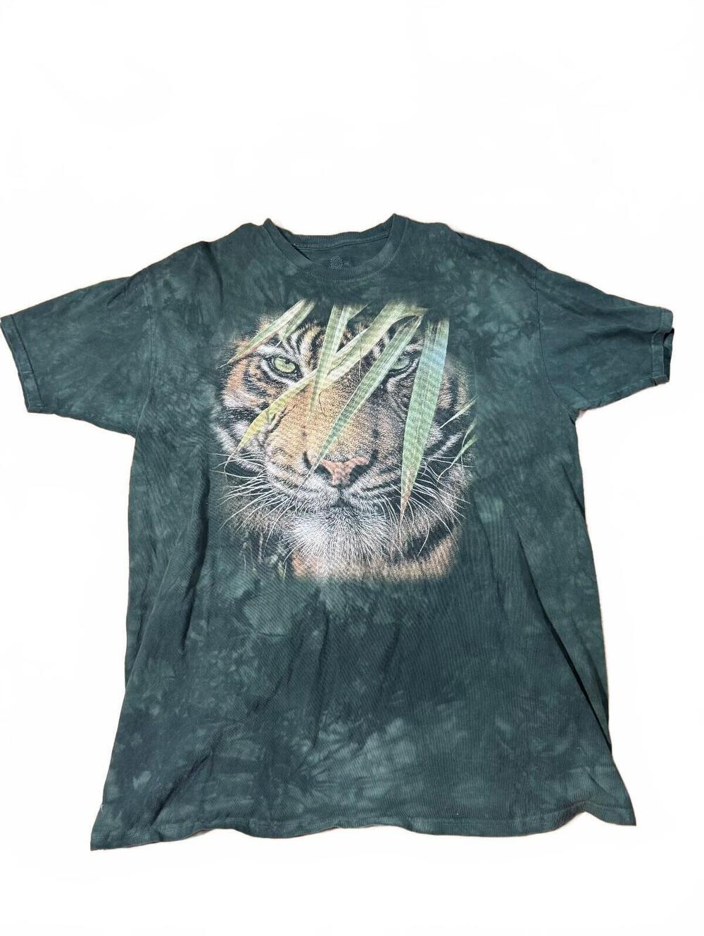 The Mountain Unisex Green Tie Dye Tiger Graphic Tee Size XXL